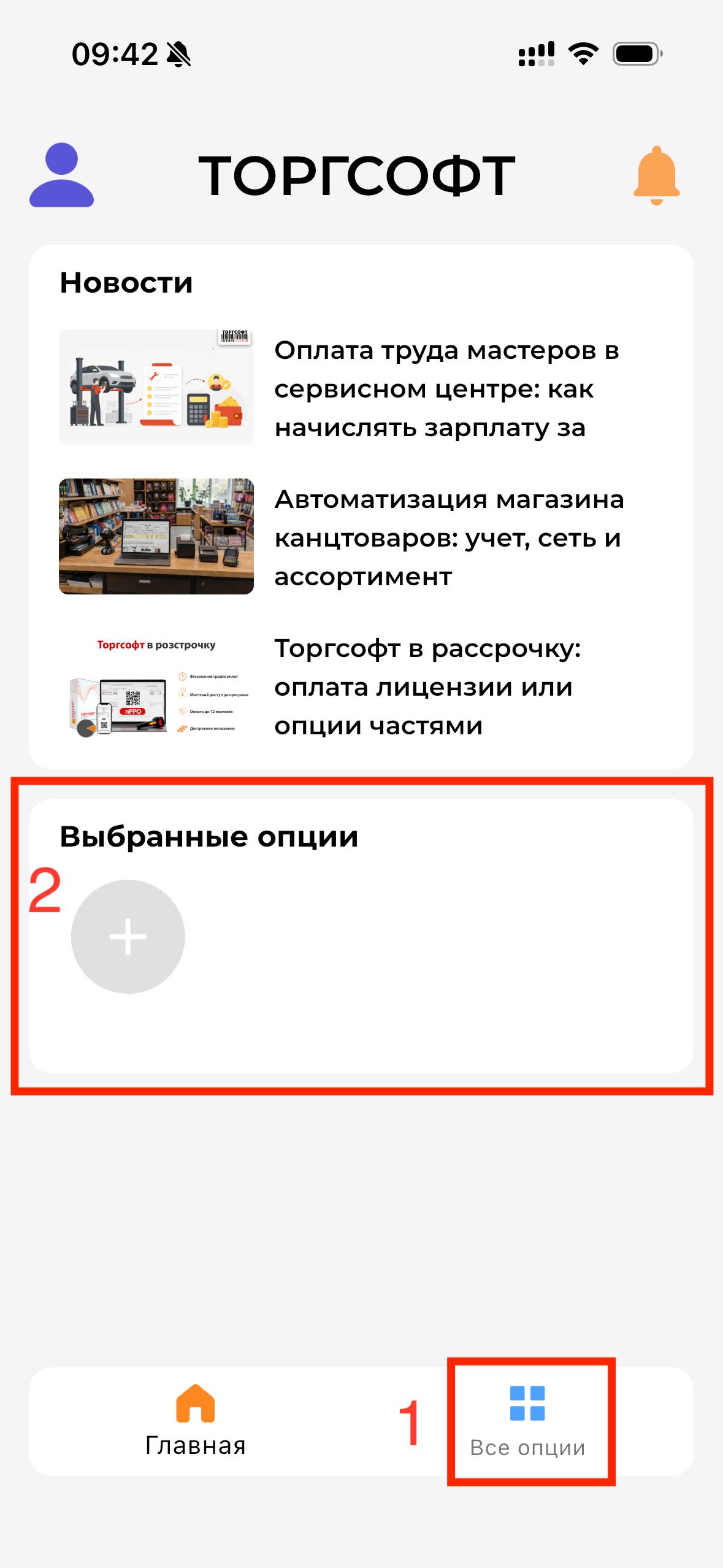 Главная форма - Все опции МП